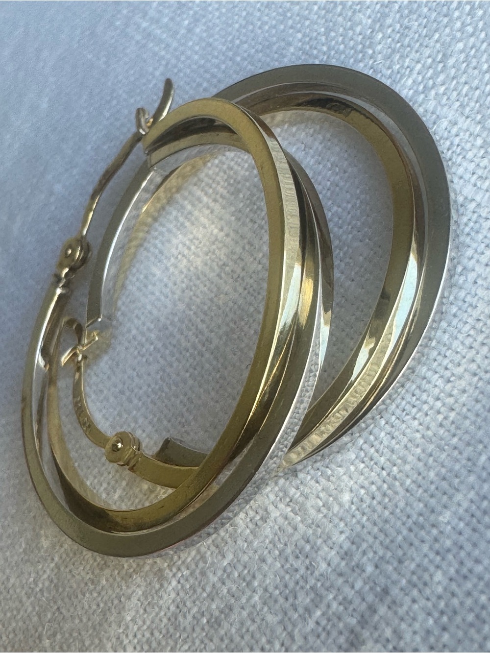 Classic 14k Gold 2 Tones Intertwined Hoop Earrings